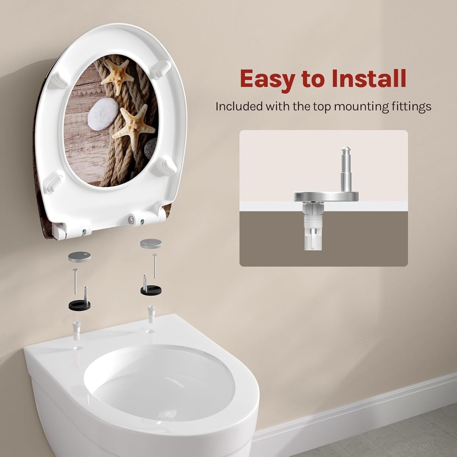 Quick Release Toilet Seat Soft Close O-Shape Duroplast Adjustable Hinges