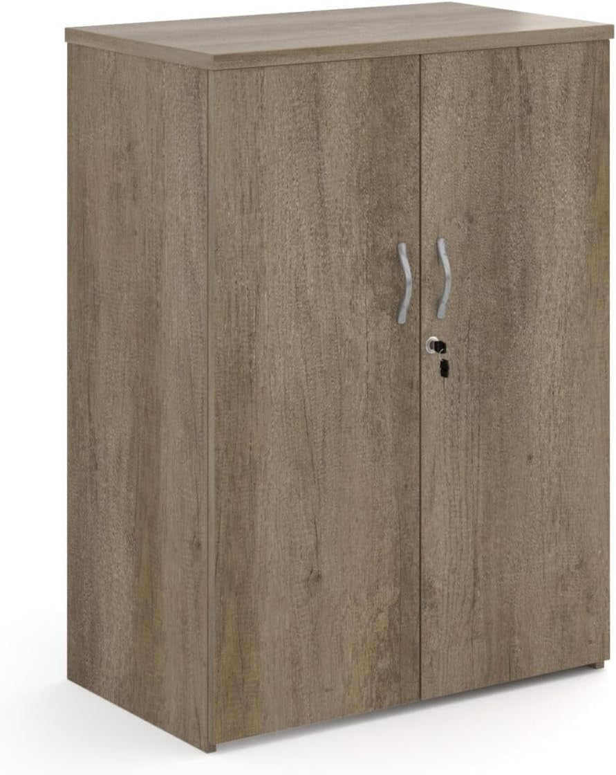 Nebraska Oak Double Door Office Cupboard Lockable Storage Cabinet Shelves