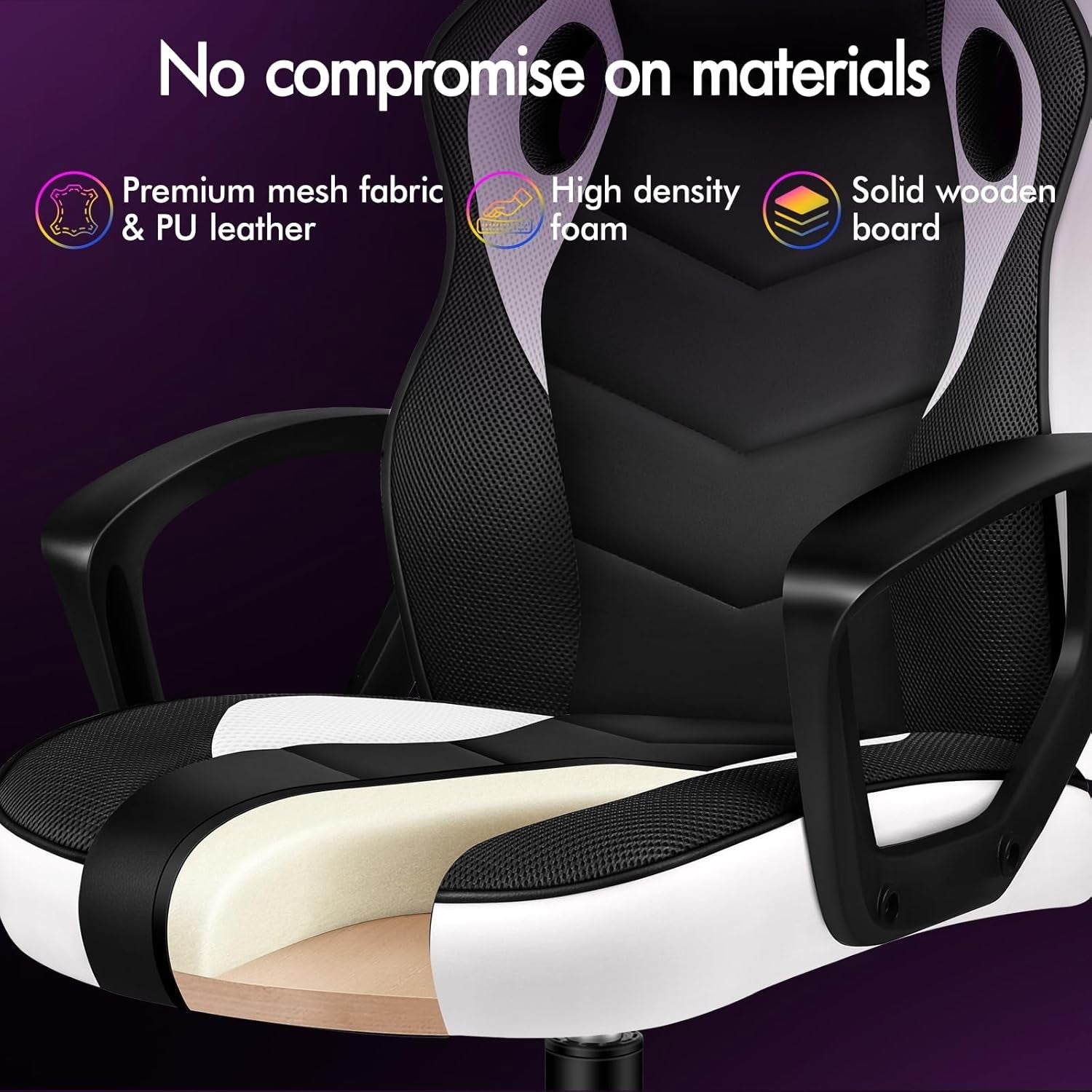 Ergonomic Gaming Chair Racing Style Swivel Desk Chair White