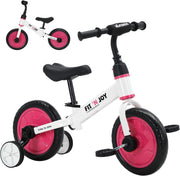 4 in 1 Kids Balance Bike Trike Pedal Bike Training Wheels Pink 2-5Y