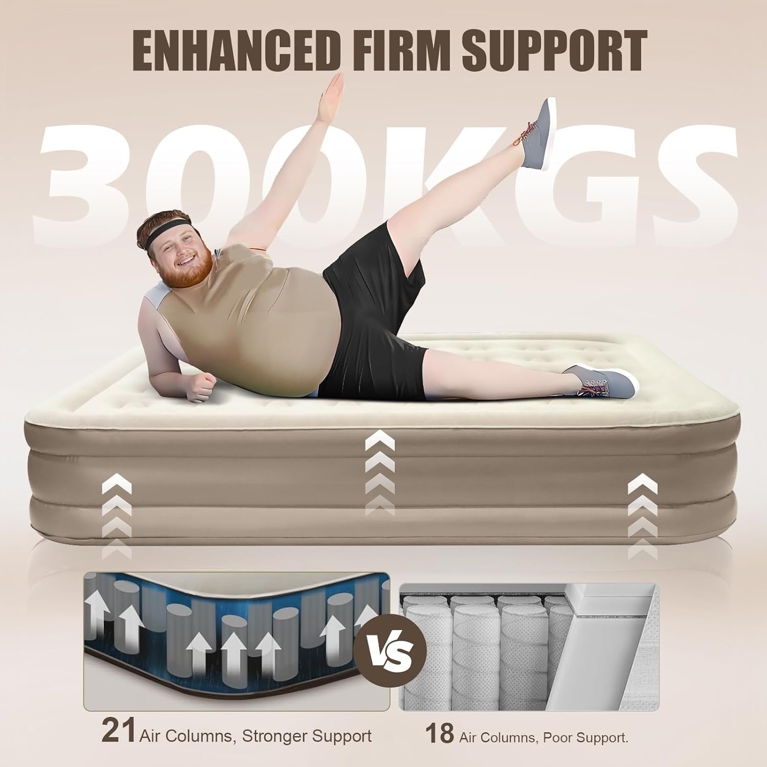 King Inflatable Air Mattress w/ Built-in Pump & LED Camping Light