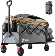 Grey 350–500L Folding Camping Wagon 440lb Heavy Duty All Terrain Festival Cart