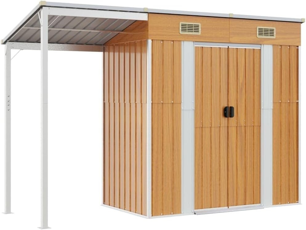 Metal Garden Shed Outdoor Tool Storage Firewood Bike Storage 277x110x181cm