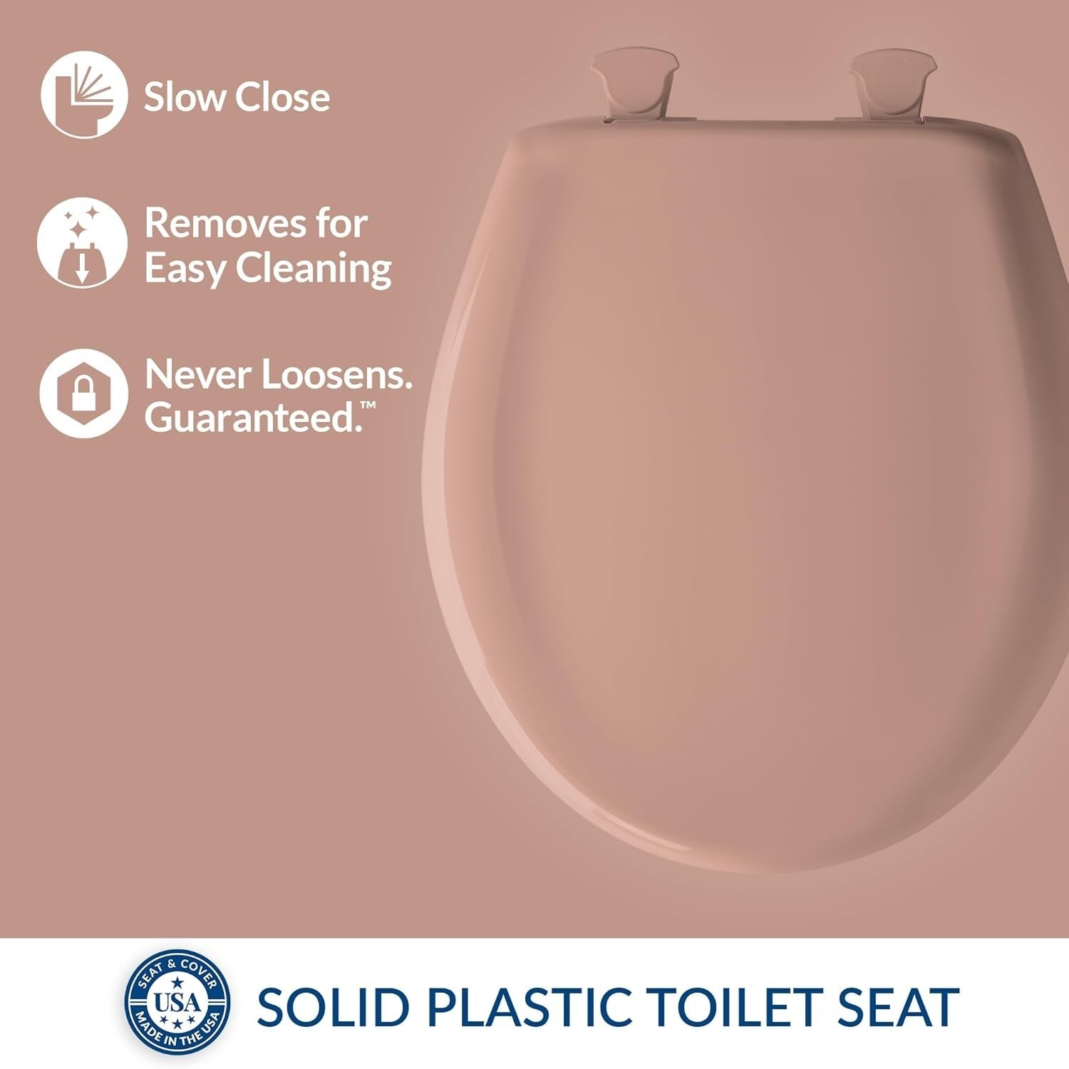 Round Toilet Seat Wild Rose Soft Close Durable Plastic