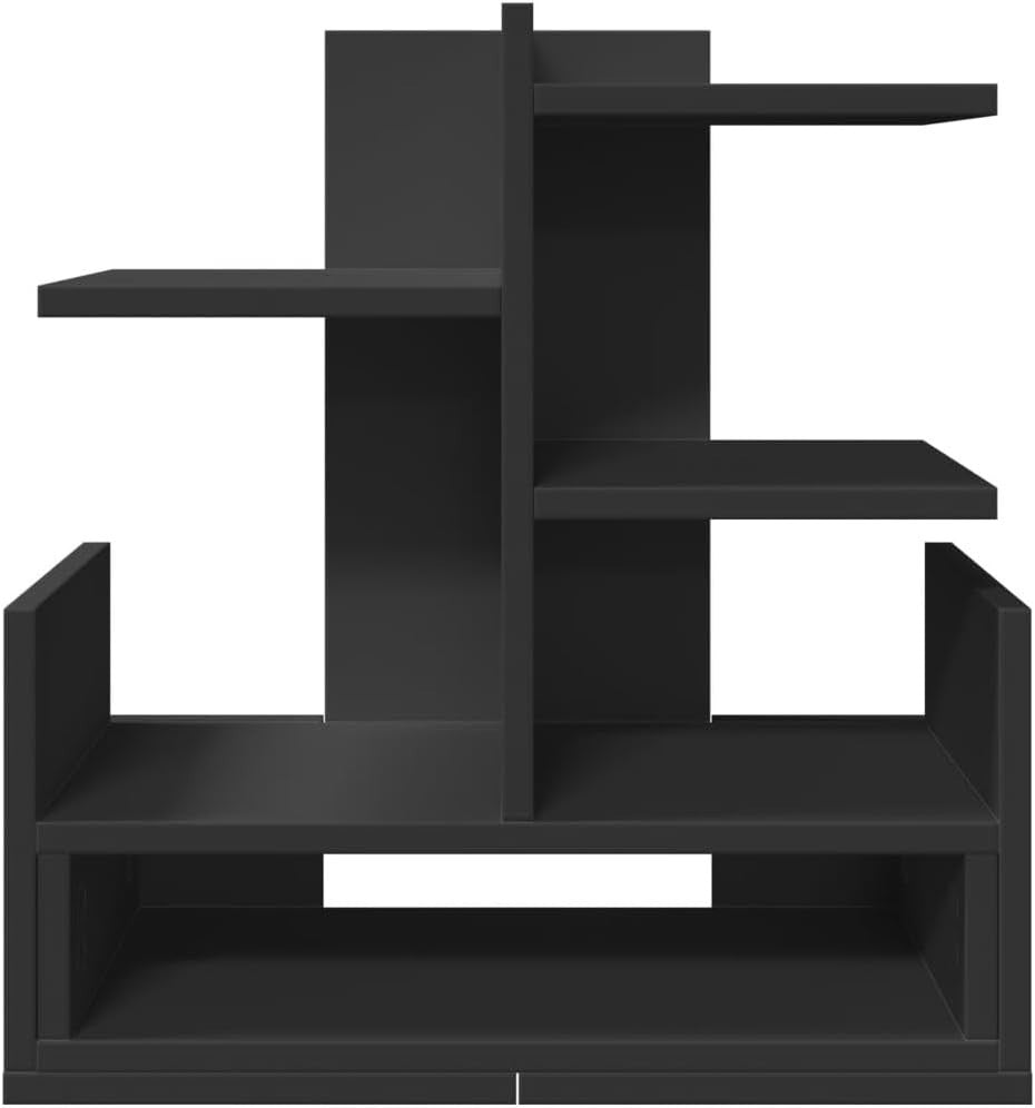 Black Desk Organizer Tray – Multi-Level Engineered Wood Storage 49x20x52.5 cm