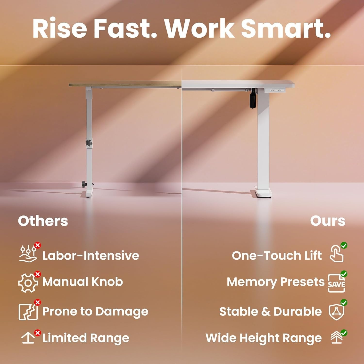 Electric Standing Desk Height Adjustable Sit Stand Office Table 80x48cm