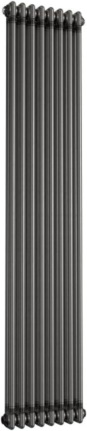 Traditional Vertical Column Radiator Double Panel Raw Metal 1800x380mm