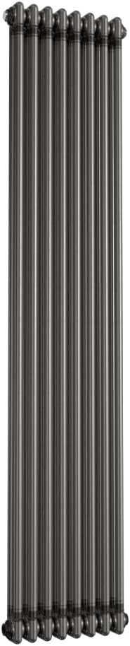 Traditional Vertical Column Radiator Double Panel Raw Metal 1800x380mm