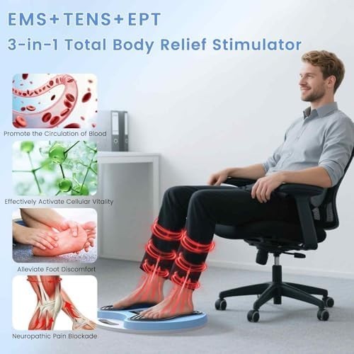 Rechargeable EMS & TENS Foot Circulation Massager for Legs & Pain Relief