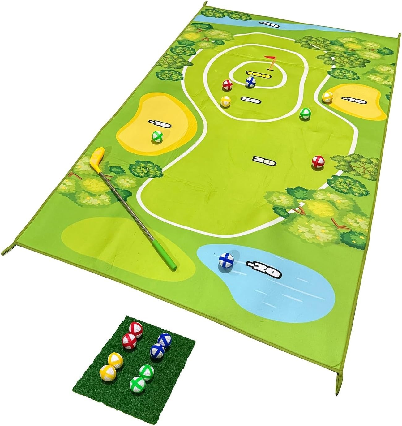 Mini Golf Play Mat Indoor Home Putting Game Set 160x100cm with Balls