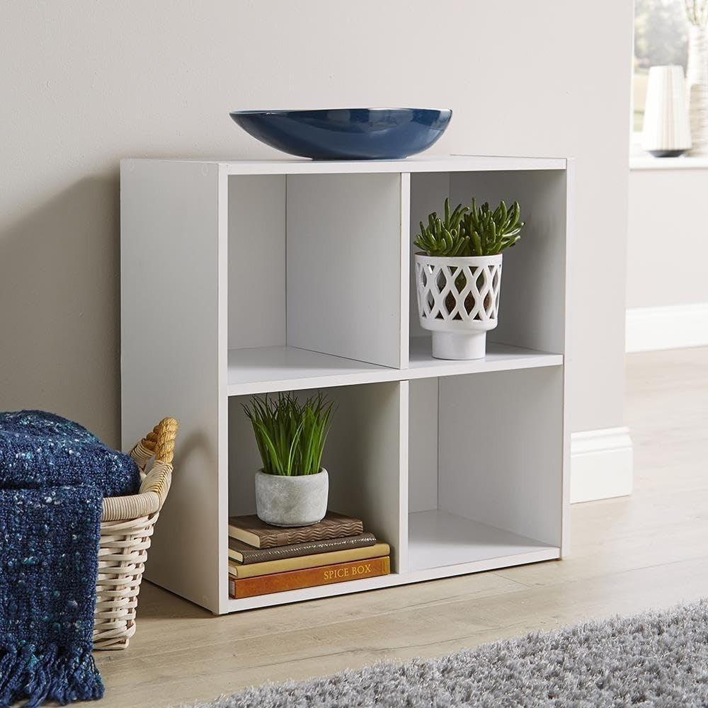 4 Cube Storage Shelf White Wooden Bookcase Display Unit 60cm