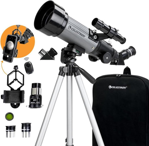 70mm Travel Scope DX with Smartphone Adapter & Backpack, Silver