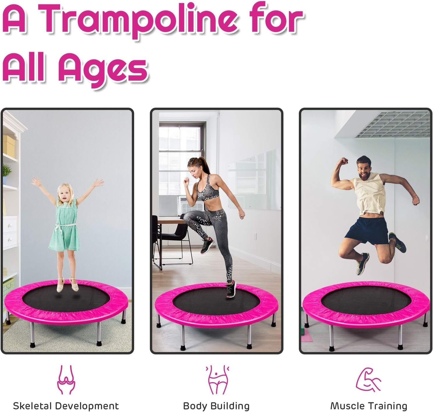 38in Foldable Fitness Rebounder Trampoline PVC Cover Indoor Outdoor