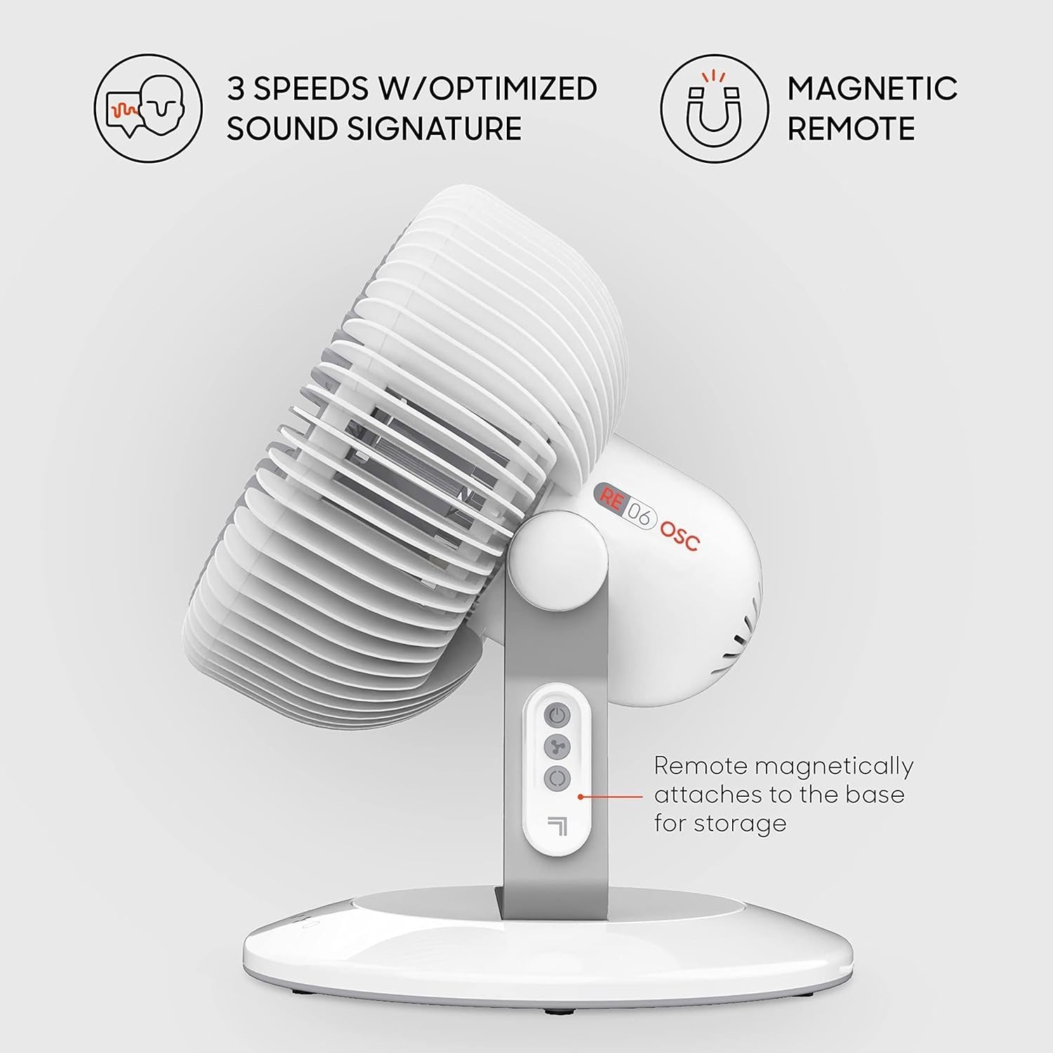 Oscillating Table Fan 3Speed Remote Control Quiet Adjustable Tilt Air Circulator