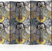 Vibrant Mandala 5-Panel Folding Screen 225×172cm | Artistic Room Divider Decor