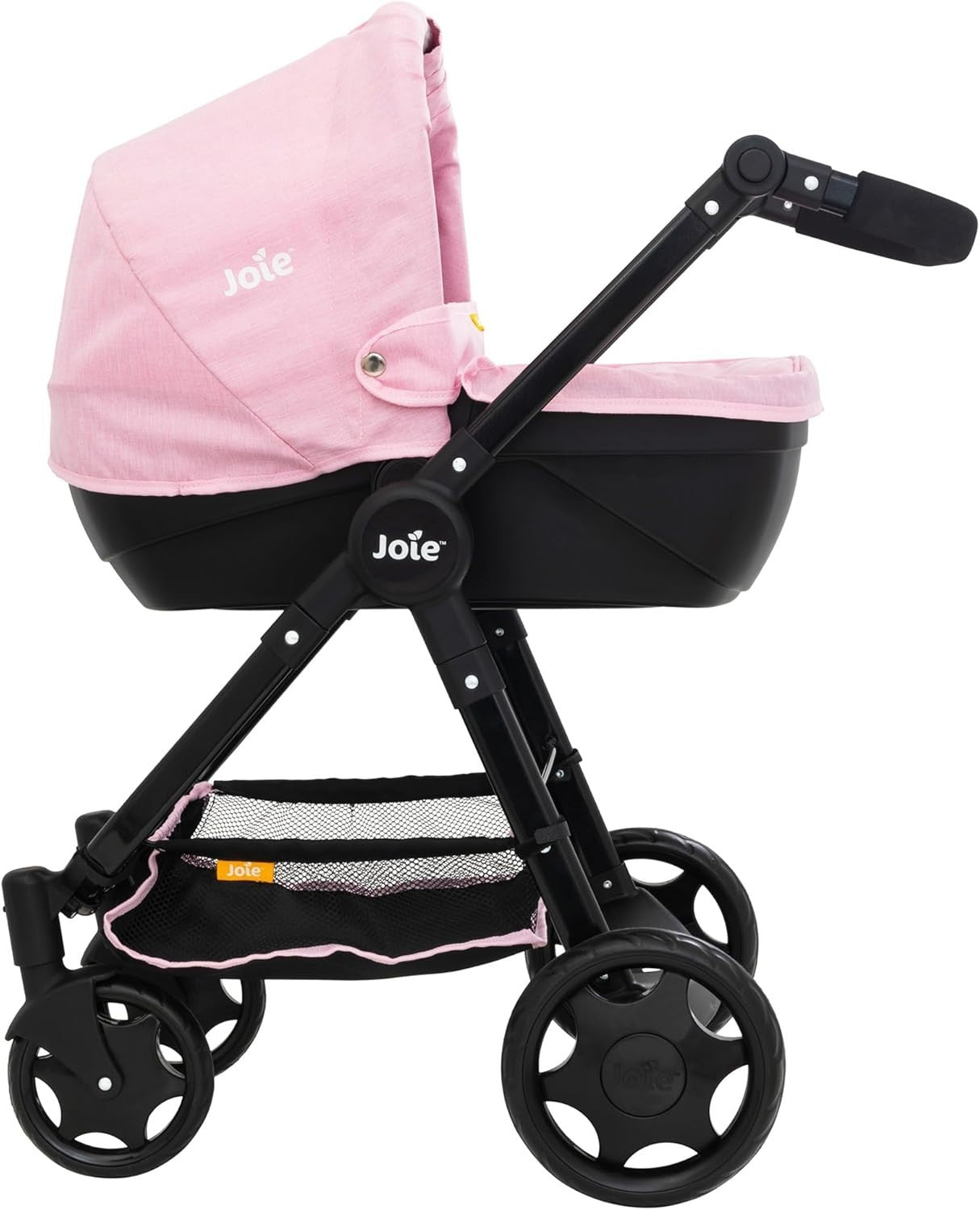 Dolls Pram with Detachable Carrycot, Adjustable Handle, Storage, 3+