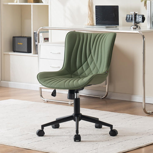 Ergonomic Office Chair Faux Leather Swivel Adjustable Height Desk Task Seat Gree