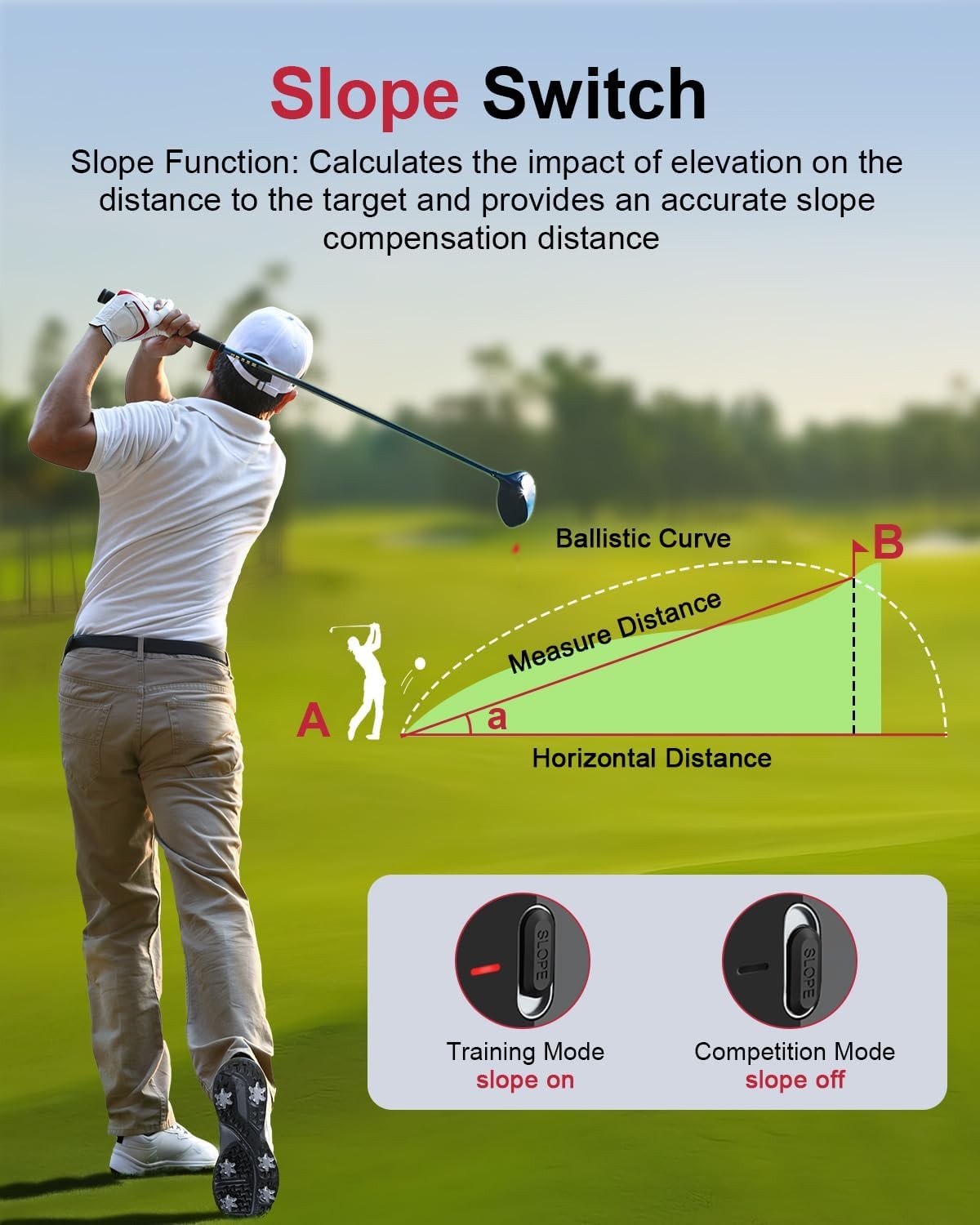 Golf Laser Rangefinder 1300 Yards Slope Mode Flag Lock Vibration 7X