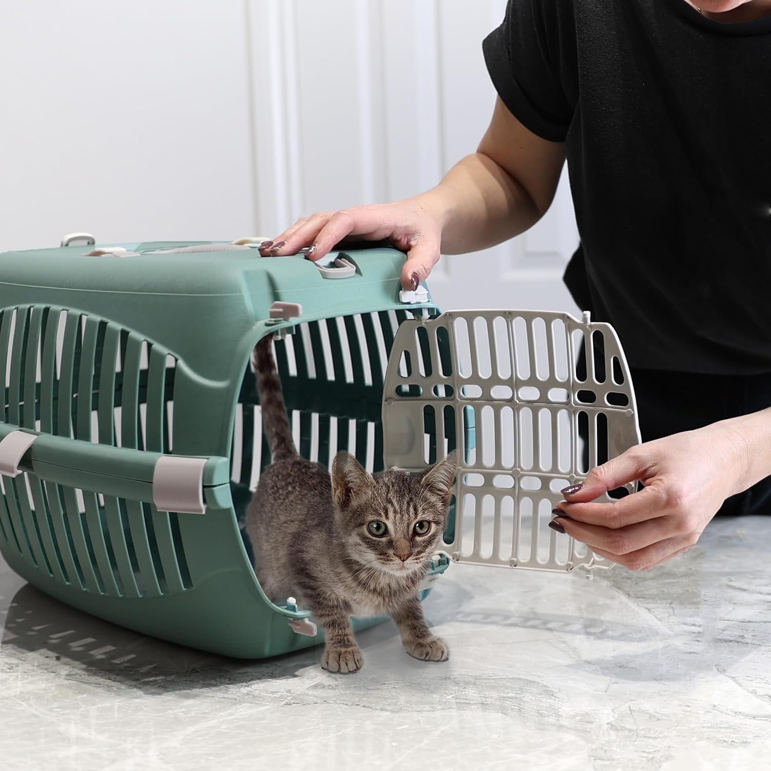 Cat Carrier Travel Crate for Small Pets – Dual Door Dog & Kitten Box Cage