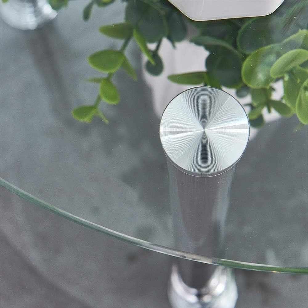 3-Piece Nesting Coffee Table Set Modern Clear Glass Top Metal Legs Space Saving