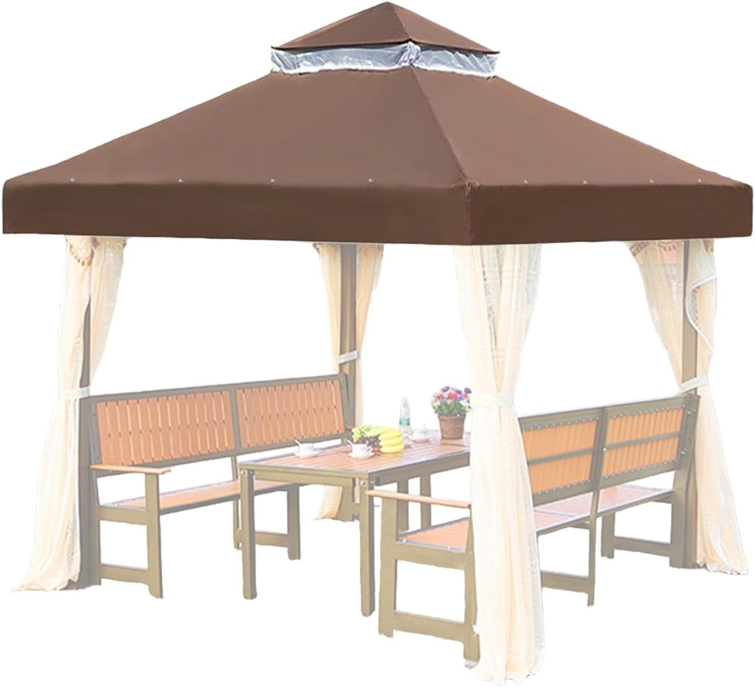 10x10Ft Double Tier Gazebo Canopy Waterproof Patio Roof Outdoor Shade Cover