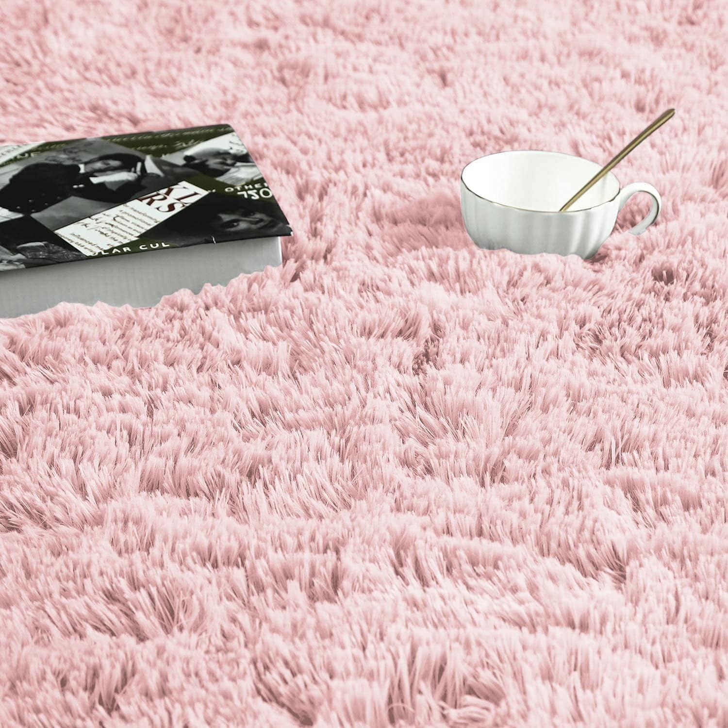 Large Shaggy Rug 80x150cm Set of 2 Soft Plush Anti Slip Fluffy Carpet Pink