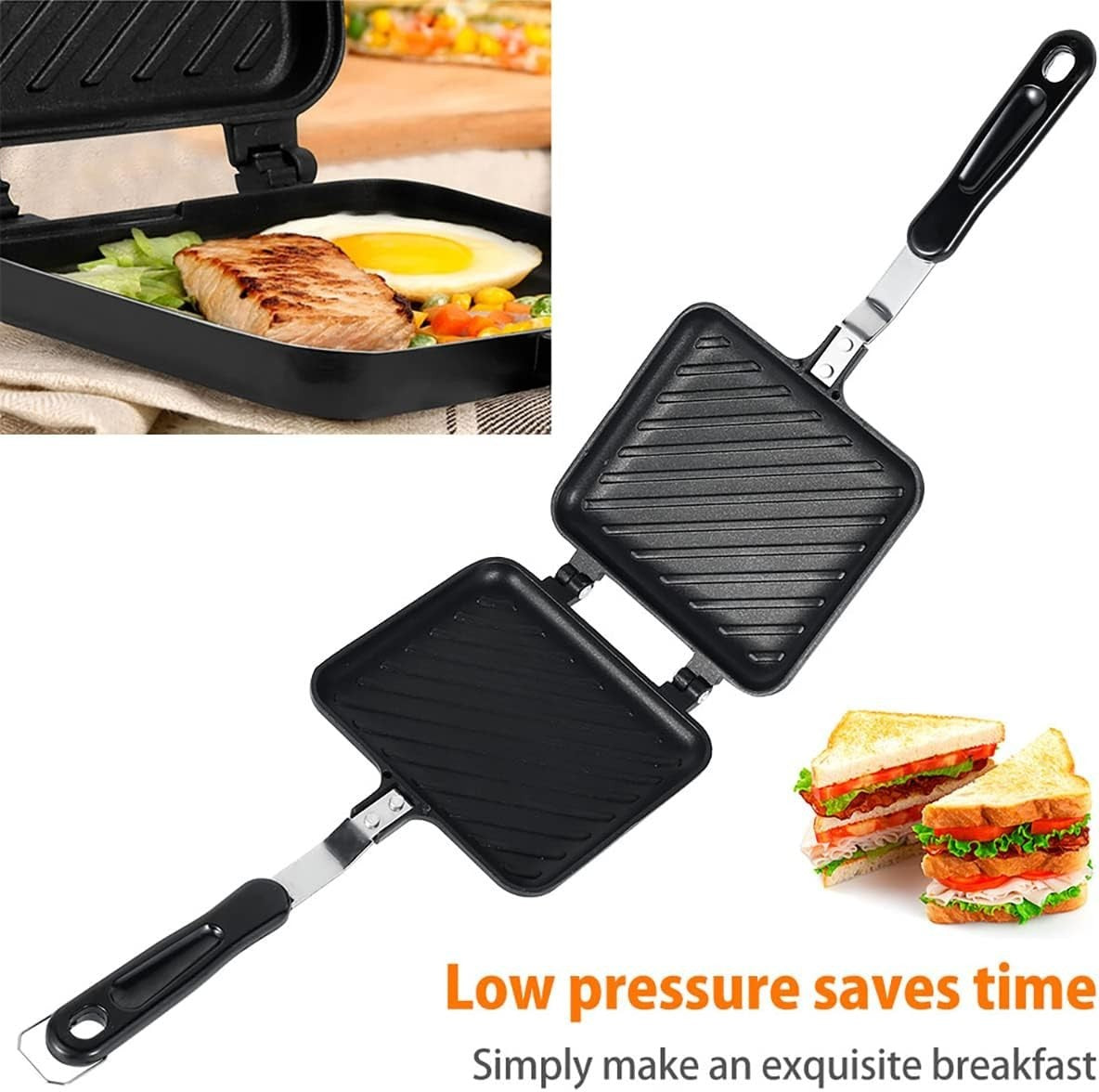 Camping Double-Sided Non-Stick Toastie Maker Stovetop Sandwich Pan