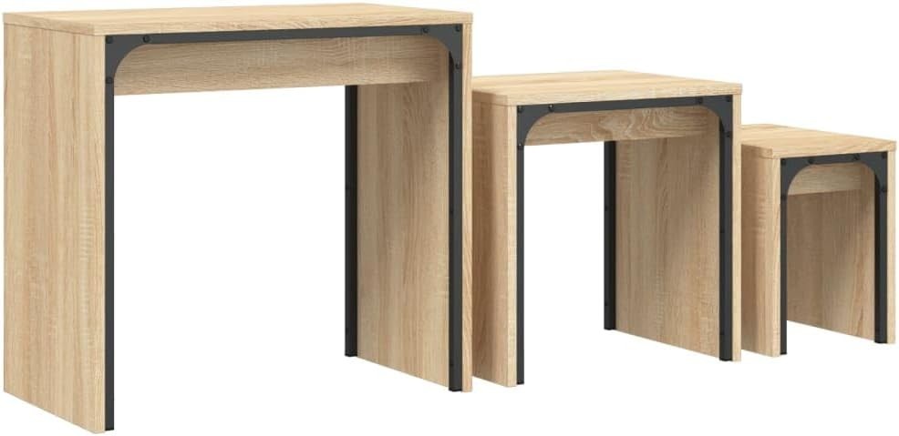 Nesting Coffee Tables Set of 2 Sonoma Oak Wood Industrial Style Side End Table