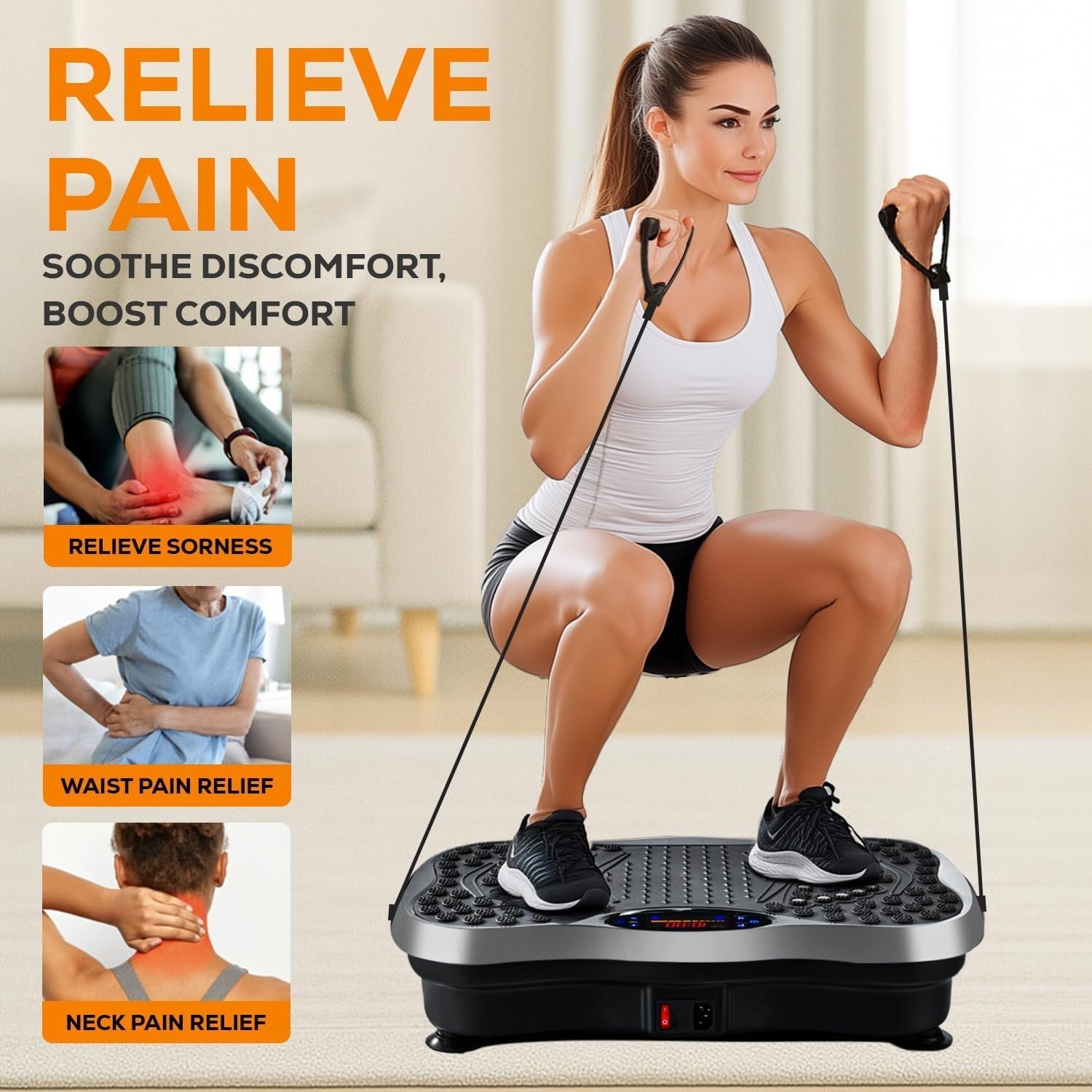 Vibration Plate Exercise Machine 99 Levels Bluetooth Remote 120KG