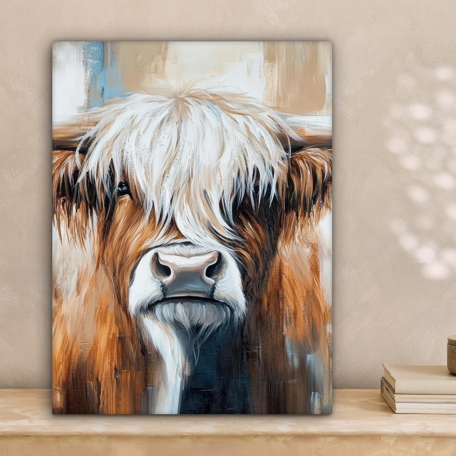 Highland Cow Canvas Wall Art 30x40cm Framed Rustic Decor