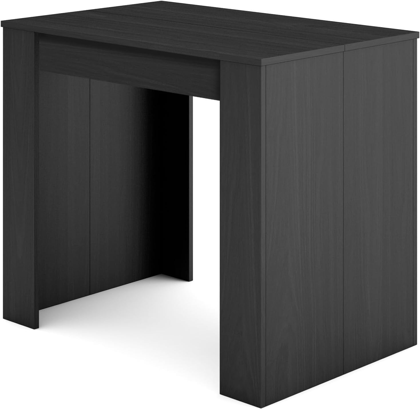 Extendable Folding Dining Table Console Modern Black for 6 Diners