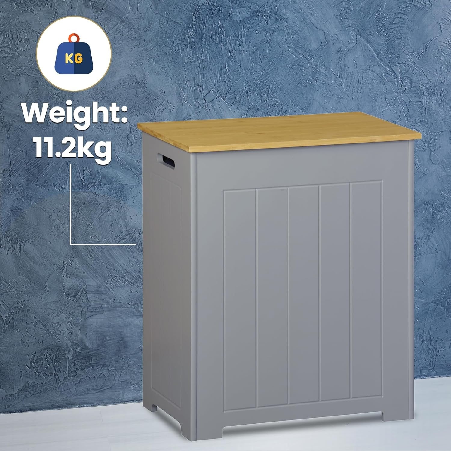 Bathroom Laundry Storage Cabinet Freestanding Hamper Waterproof Wooden Cupboard