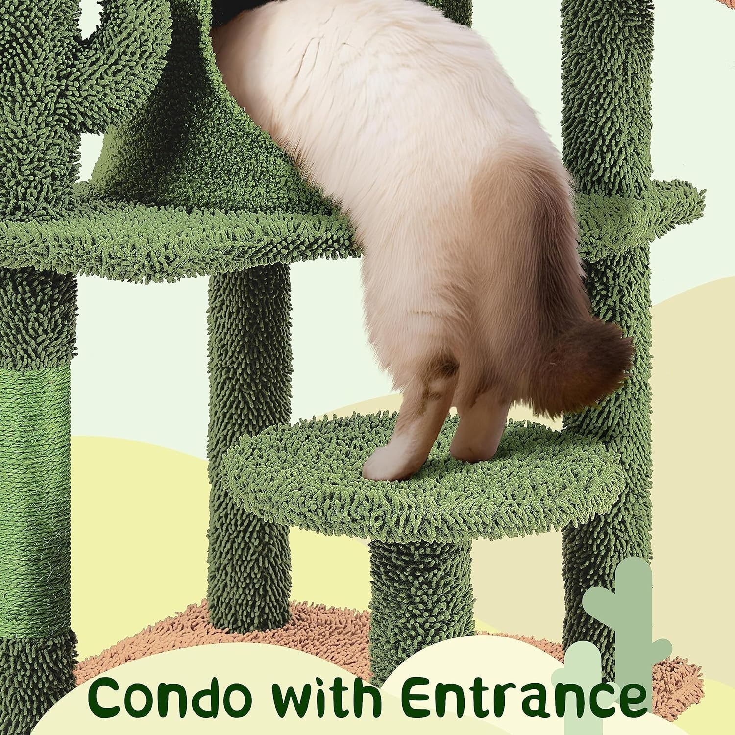 Cactus Cat Tree 135cm Multi Level Condo Scratching Posts Tower Indoor Cats