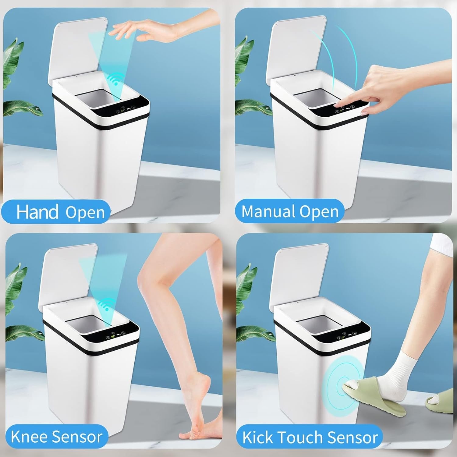 10L Touchless Bathroom Sensor Bin Slim Automatic Waste Bin White