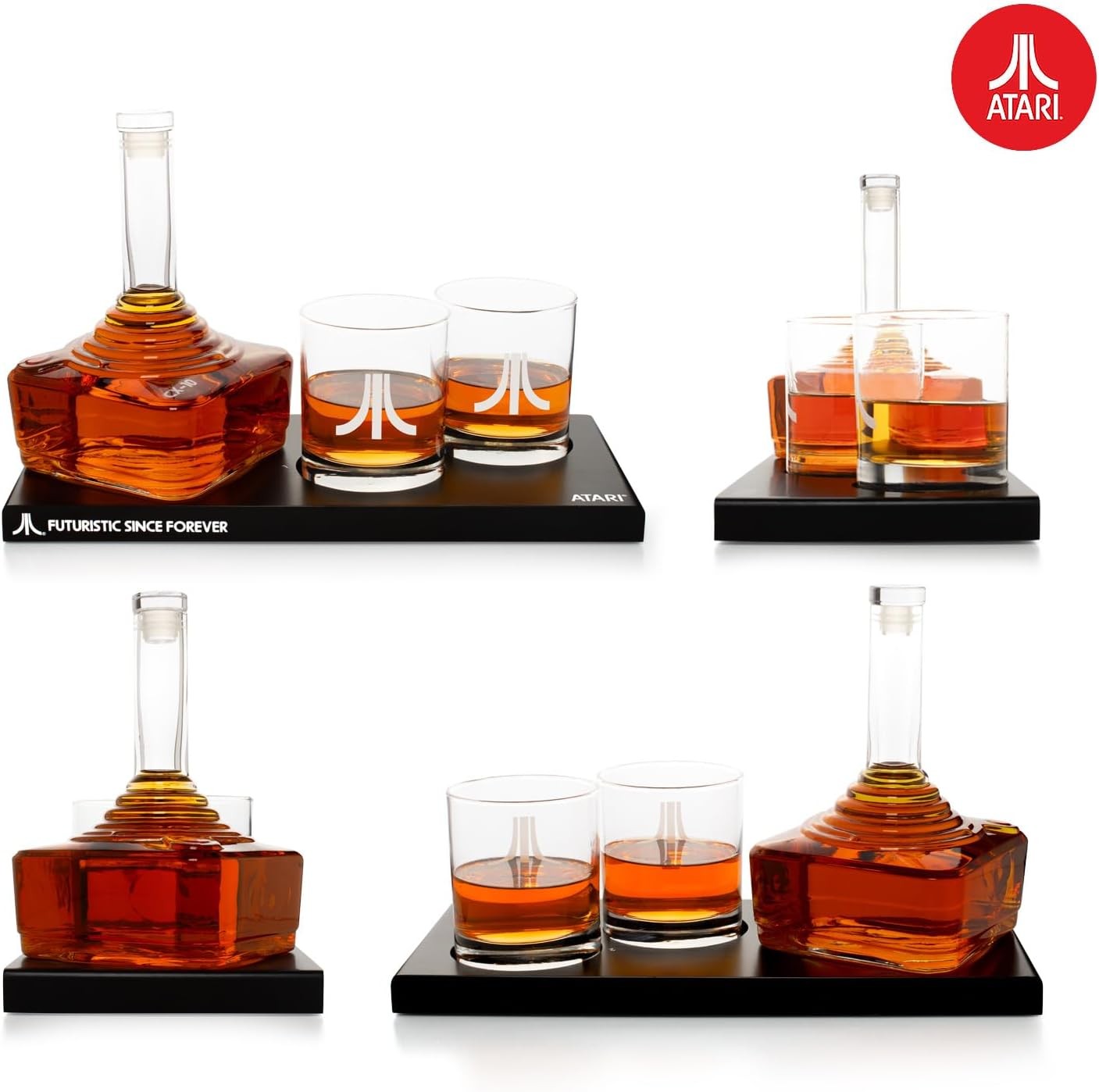 Atari Joystick Whiskey Decanter Set 750ml with 2 Glasses & Tray Retro Gift