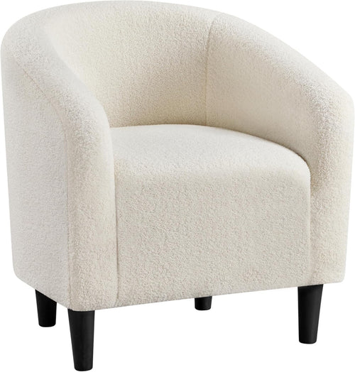 Ivory Boucle Tub Chair | Cozy Accent Armchair for Living Room & Office
