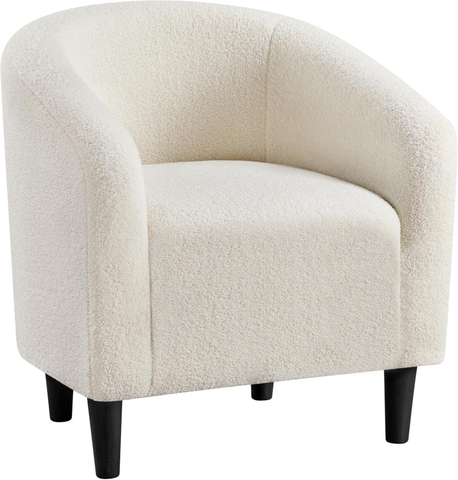 Ivory Boucle Tub Chair | Cozy Accent Armchair for Living Room & Office