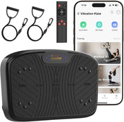 Black App-Controlled Vibration Plate Exercise Machine 200 Speeds 450lb