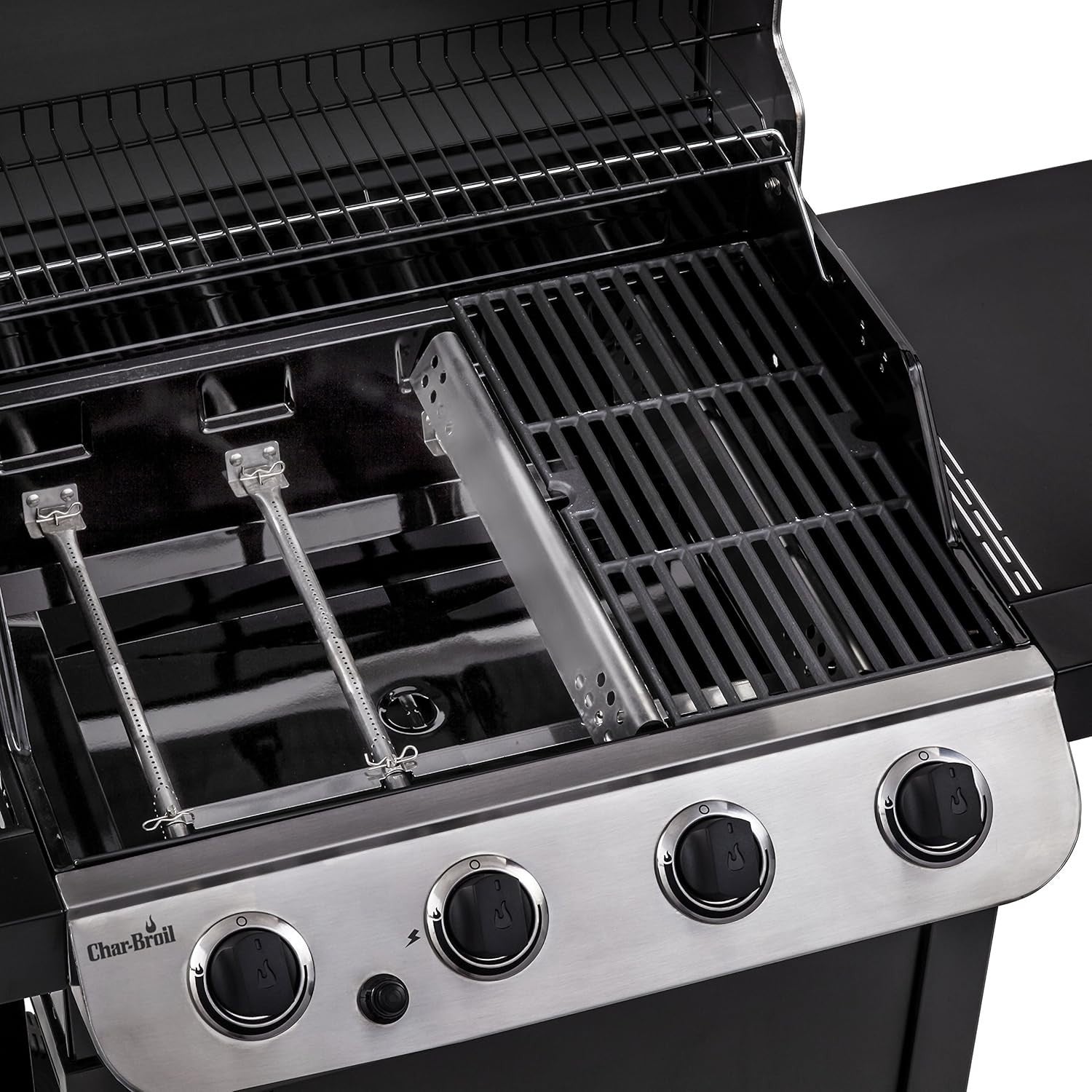 Outdoor Gas BBQ Grill 4 Burner with Cast Iron Grates & Side Shelves