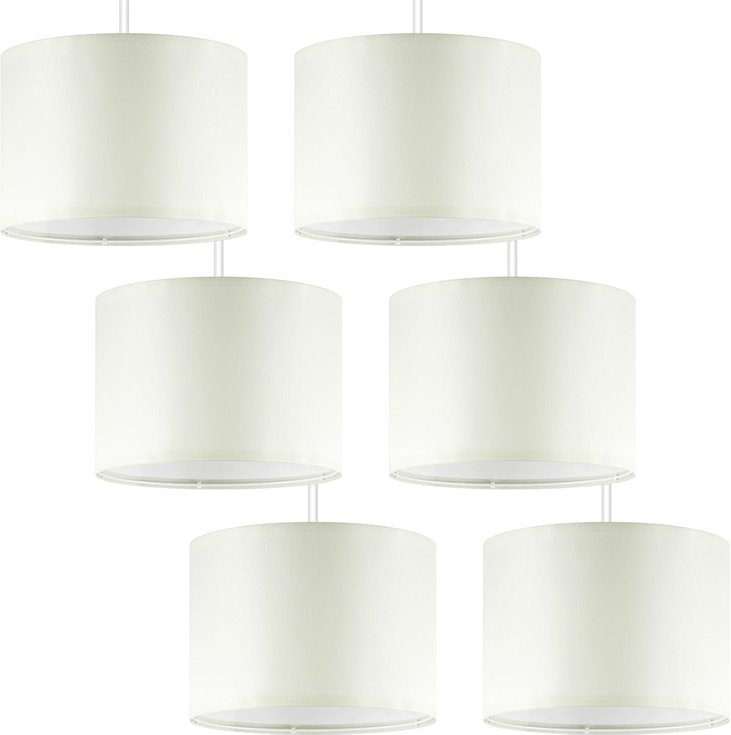 6 Pack Cream Linen Lampshades 26x18cm E27 E14 Adapter Ceiling Table Lamp