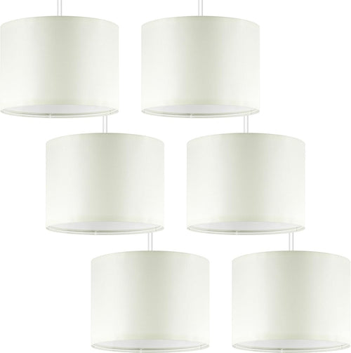 6 Pack Cream Linen Lampshades 26x18cm E27 E14 Adapter Ceiling Table Lamp
