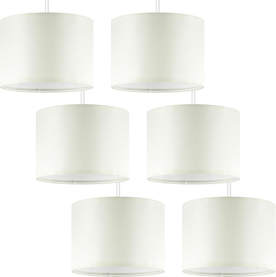 6 Pack Cream Linen Lampshades 26x18cm E27 E14 Adapter Ceiling Table Lamp
