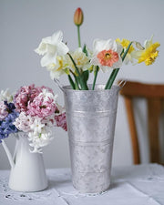 Galvanized Metal Flower Vases Set of 6 Rustic Bucket Planters Indoor Outdoor