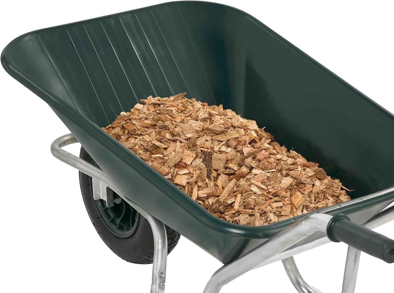 90L 1-Wheel Wheelbarrow Green – Pneumatic Tyre Steel Frame w/ Ergo Handles 120kg