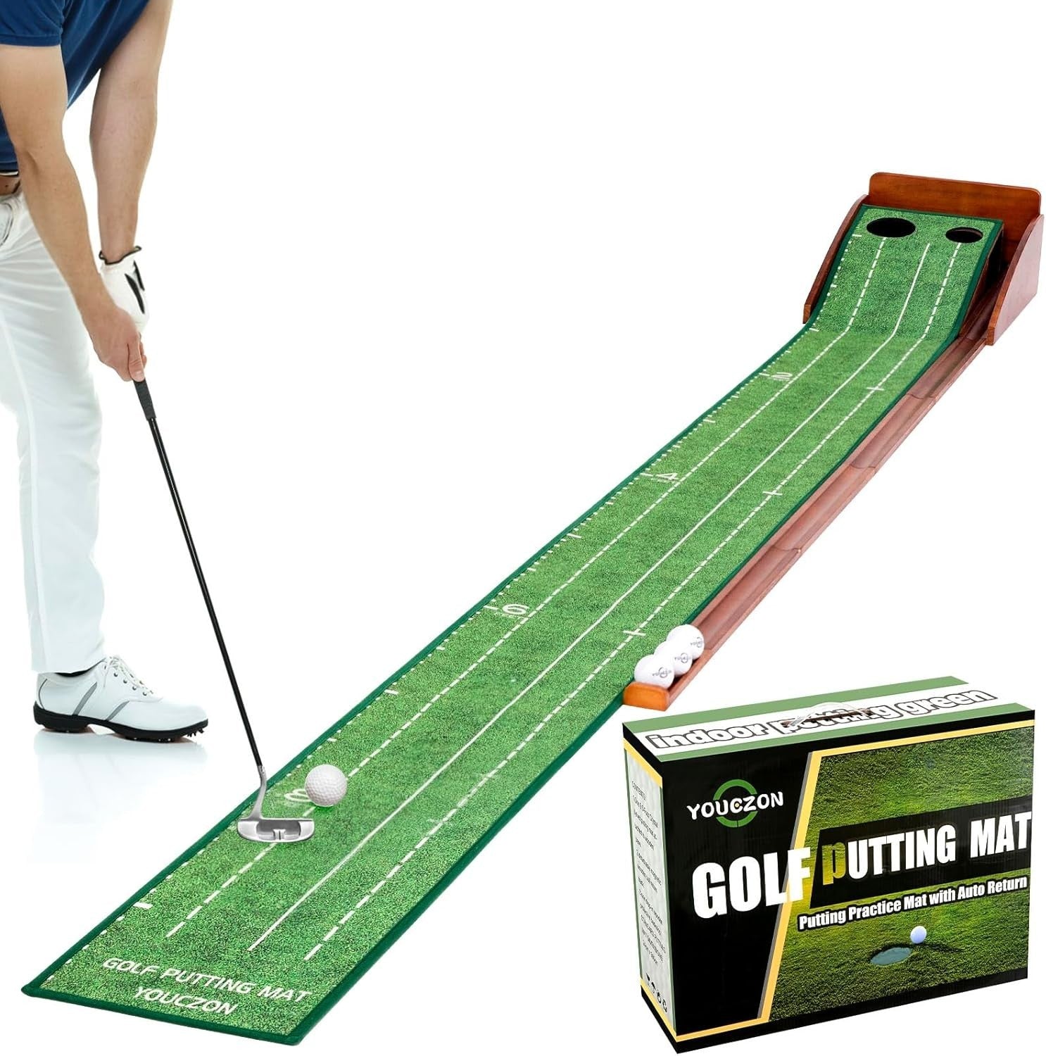 Indoor Putting Green Mat Auto Ball Return Professional Golf Practice Set