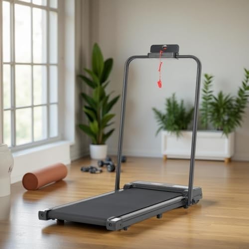 Foldable Walking Pad Treadmill 8km/h Under Desk Slim Run Machine w/ Handle 110kg