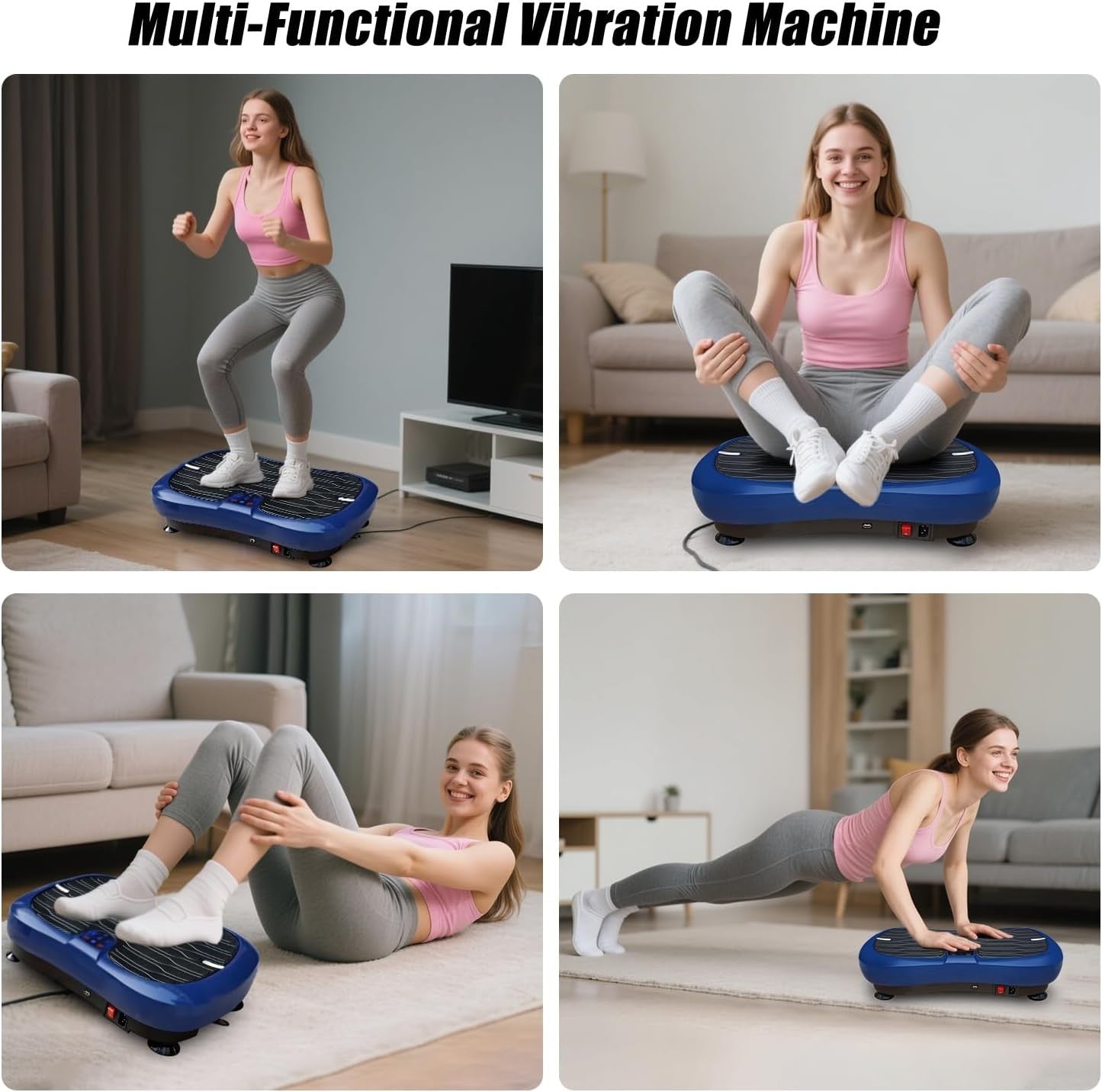 Bluetooth Vibration Plate Exercise Machine with Bands Whole Body Weight Loss