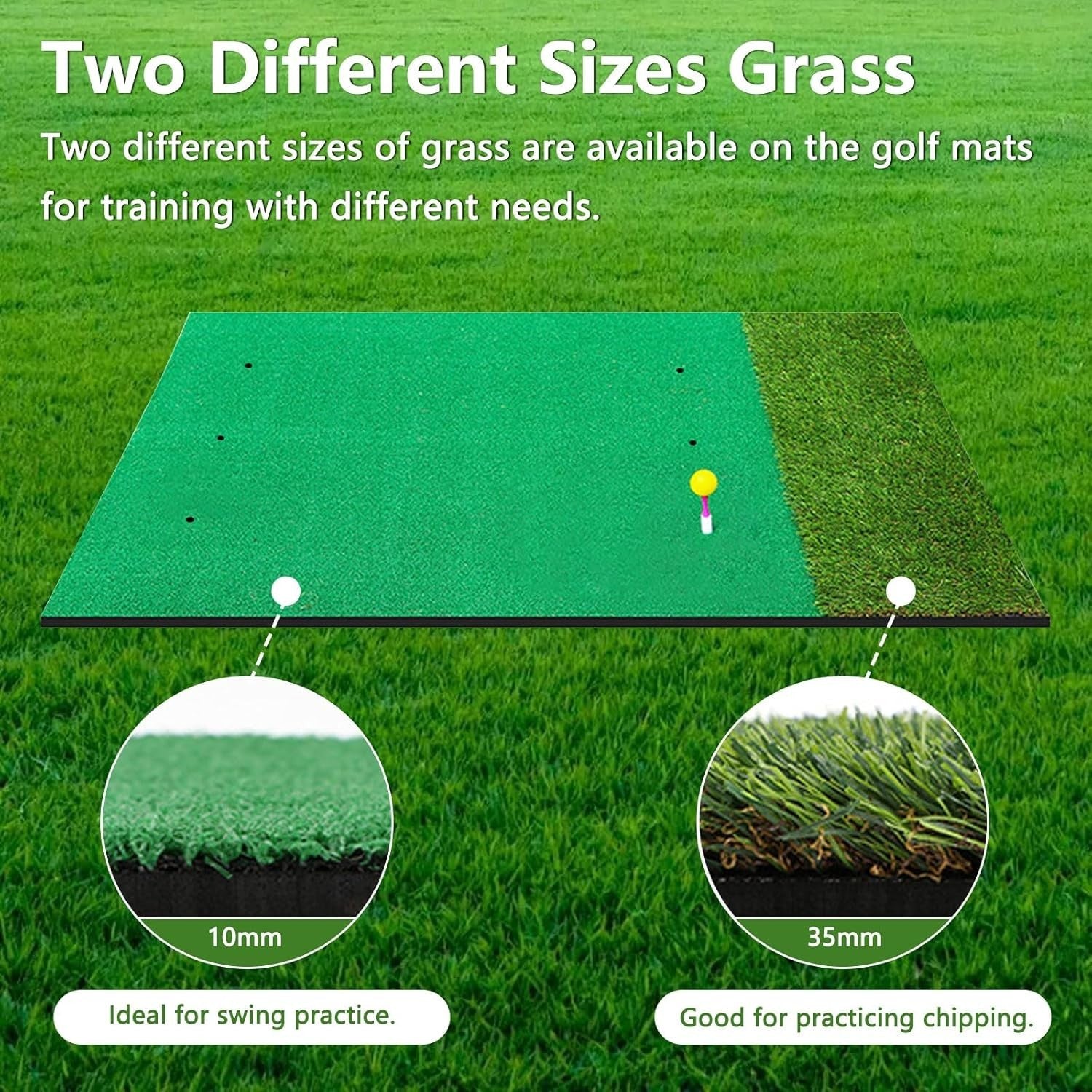 Golf Hitting Mat Practice Turf 5x4ft Indoor Outdoor Training Mat Set
