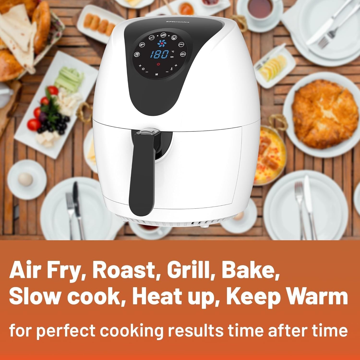 4.5L Digital Air Fryer | 1400W Oil-Free Cooking | 7 Presets | White Finish