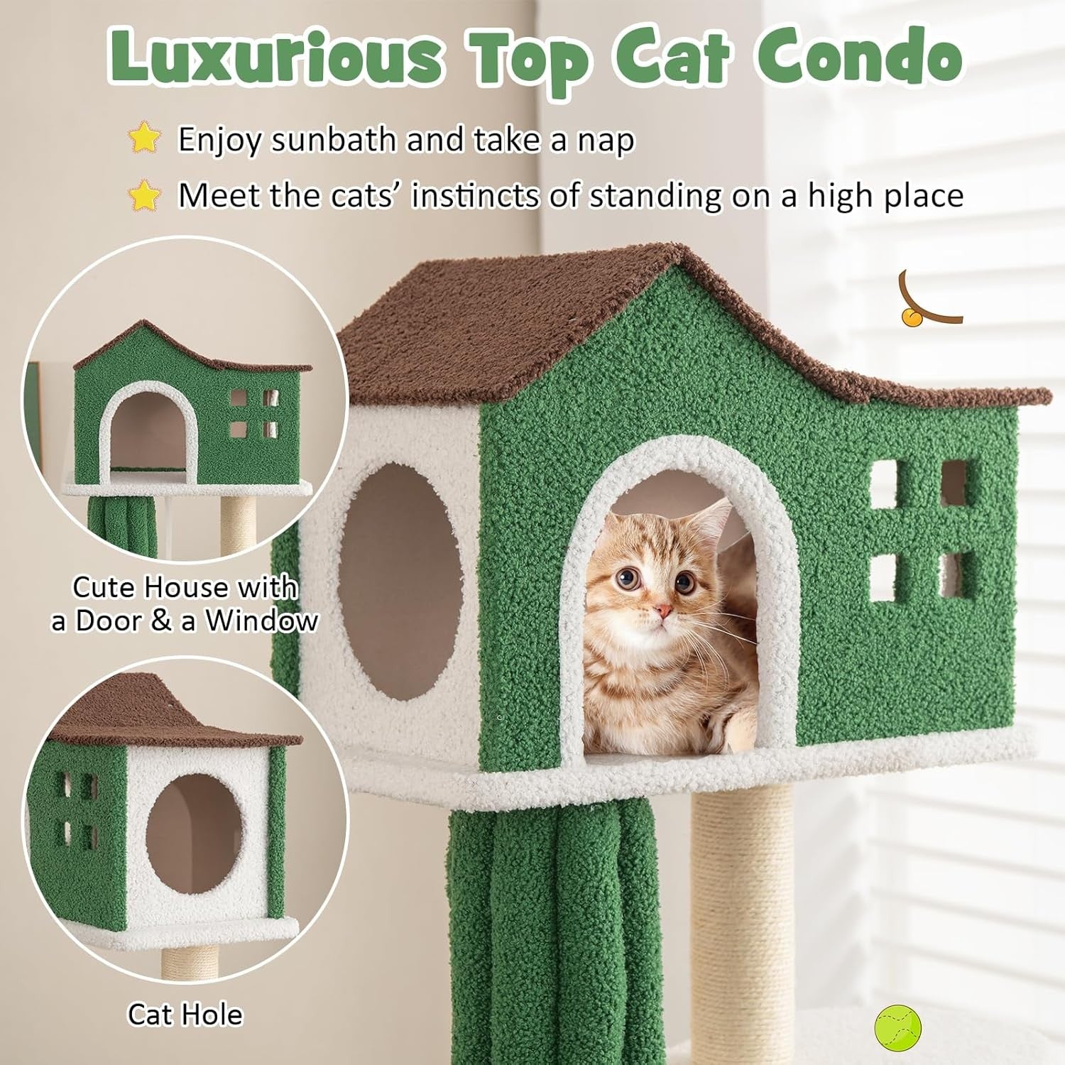 Tall Cat Tree 7 Tier Indoor Tower with Condo Plush Platforms Heavy Duty 61”
